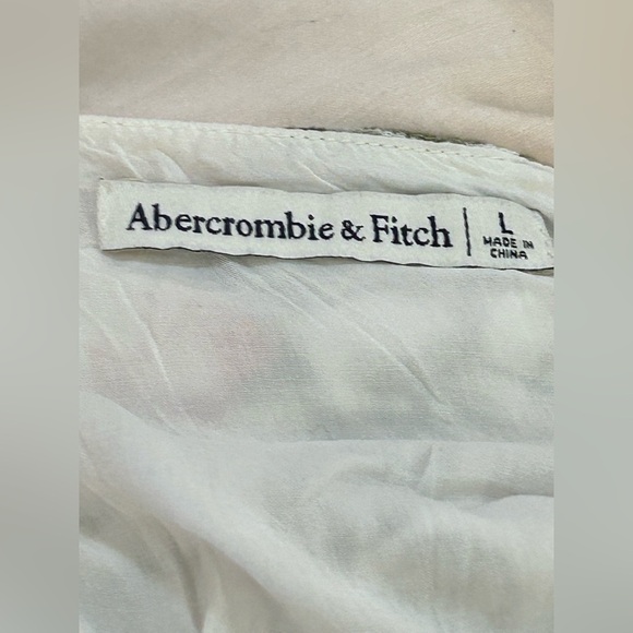 Abercrombie & Fitch White Smocked Tie Front Camisole Peplum Tank Top Floral Sz L - Picture 4 of 4